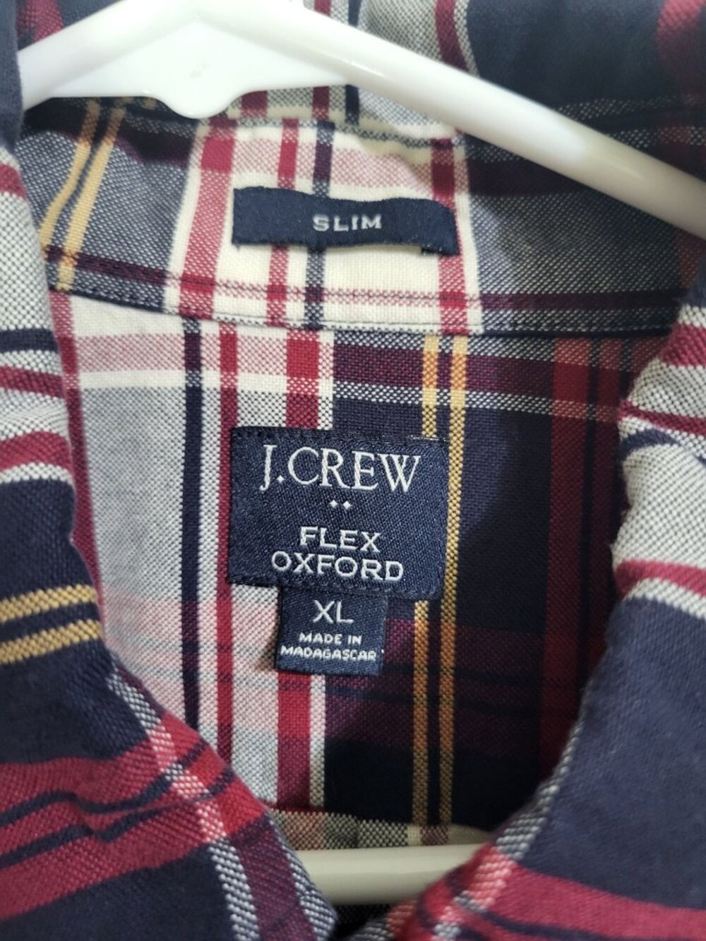 J. Crew Flex Oxford Slim Fit Plaid Button Down Dress Shirt Mens SZ XL - Picture 4 of 8